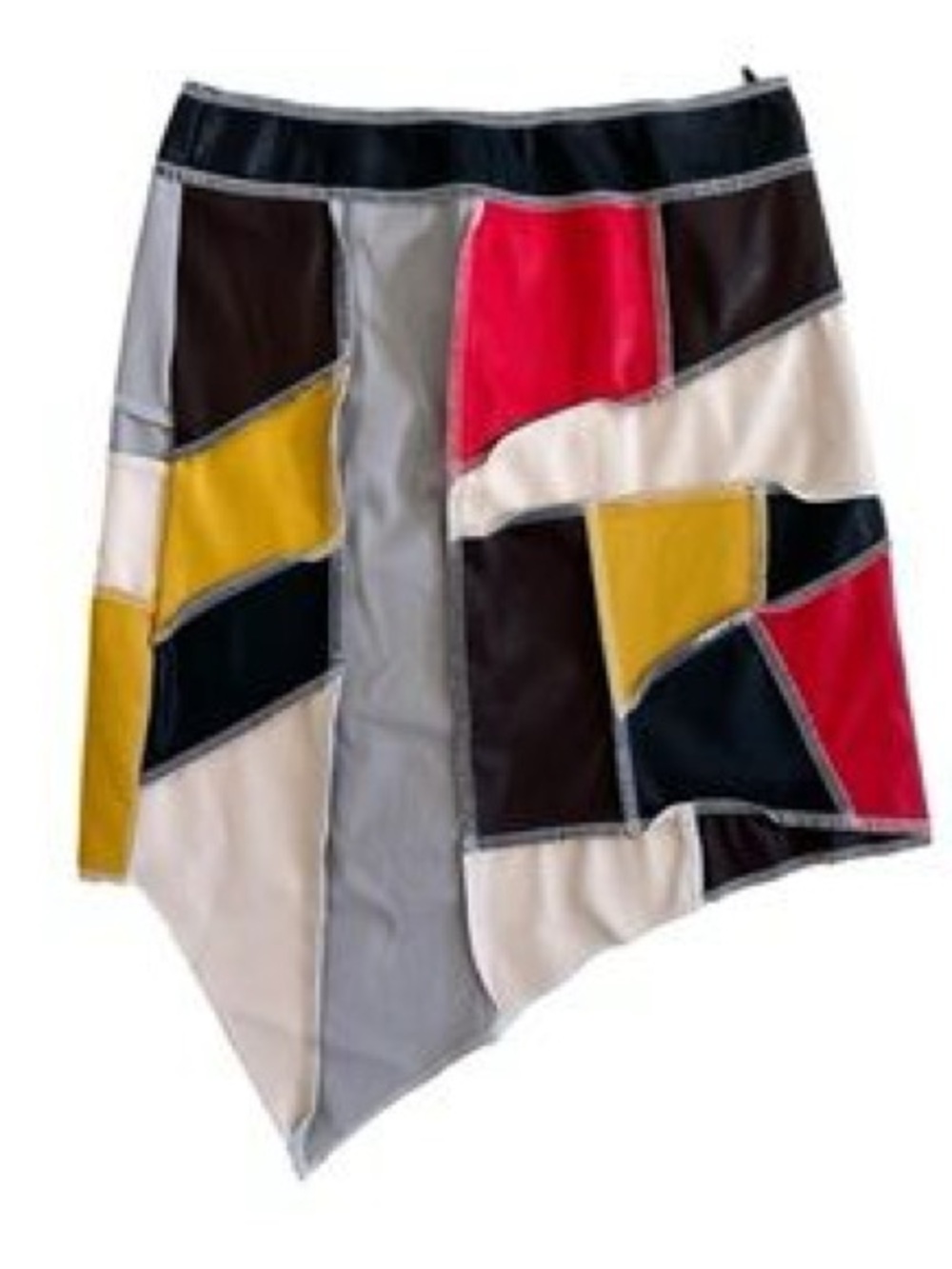 Akira Mix Pu Patch
Asymmetrical Faux Leather Mini Skirt Black Multi Color